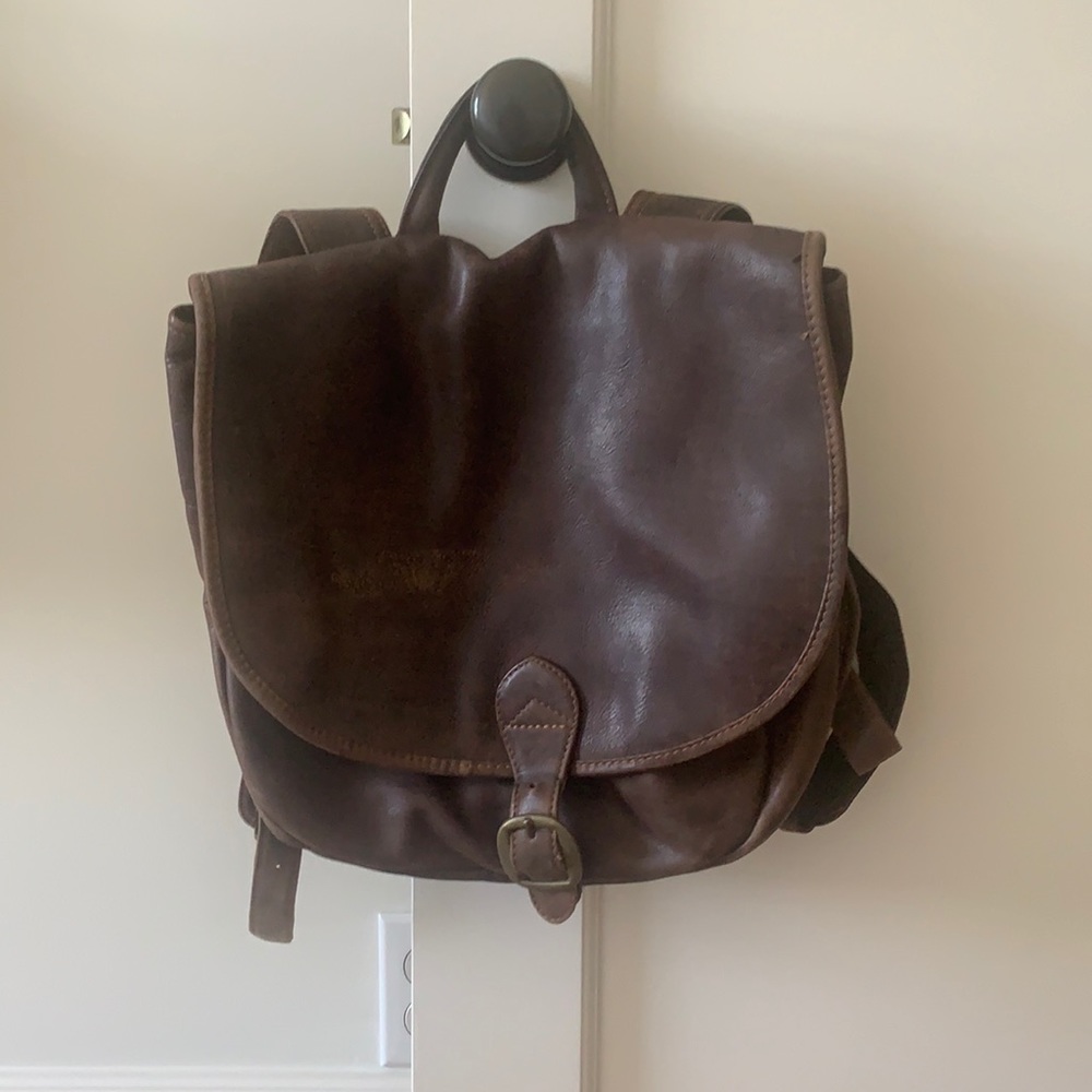 Supple dark brown leather Hobo backpack